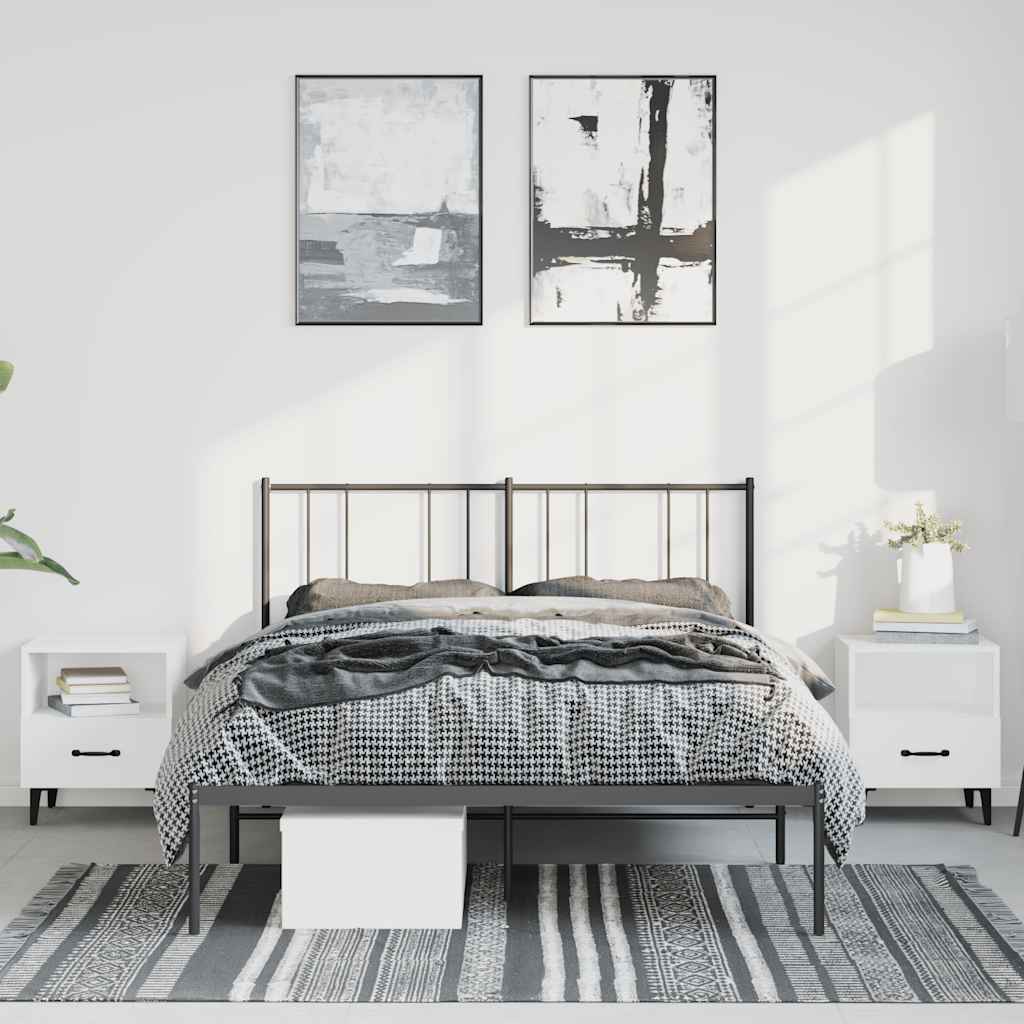 sengeramme med sengegavl 150x200 cm metal sort