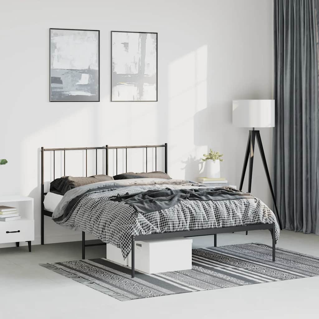 sengeramme med sengegavl 150x200 cm metal sort