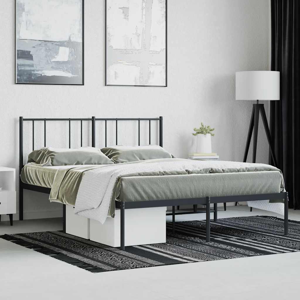 sengeramme med sengegavl 160x200 cm metal sort