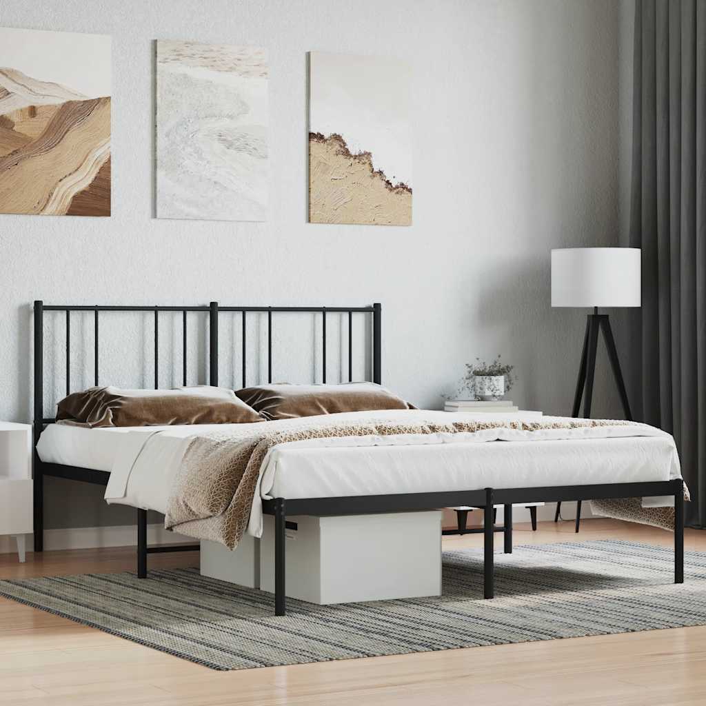 sengeramme med sengegavl 160x200 cm metal sort