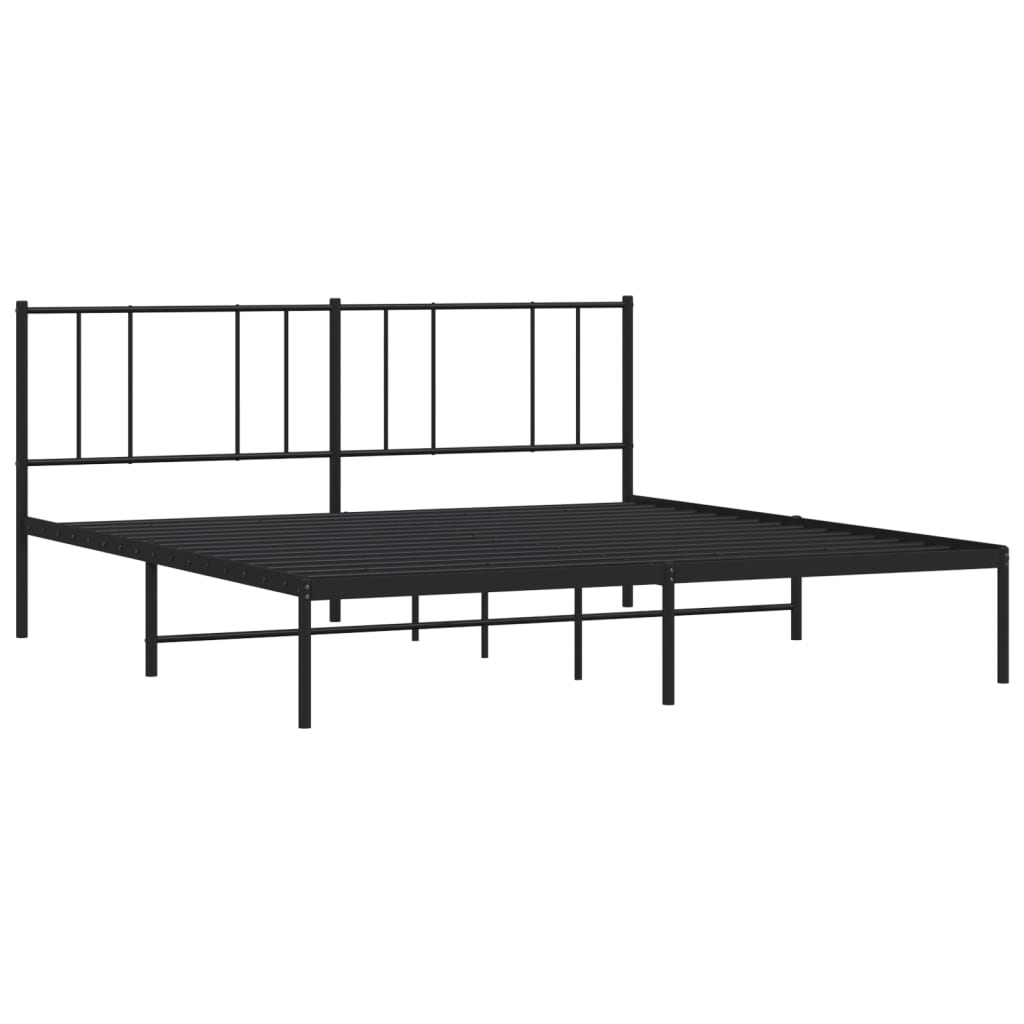 sengeramme med sengegavl 180x200 cm metal sort