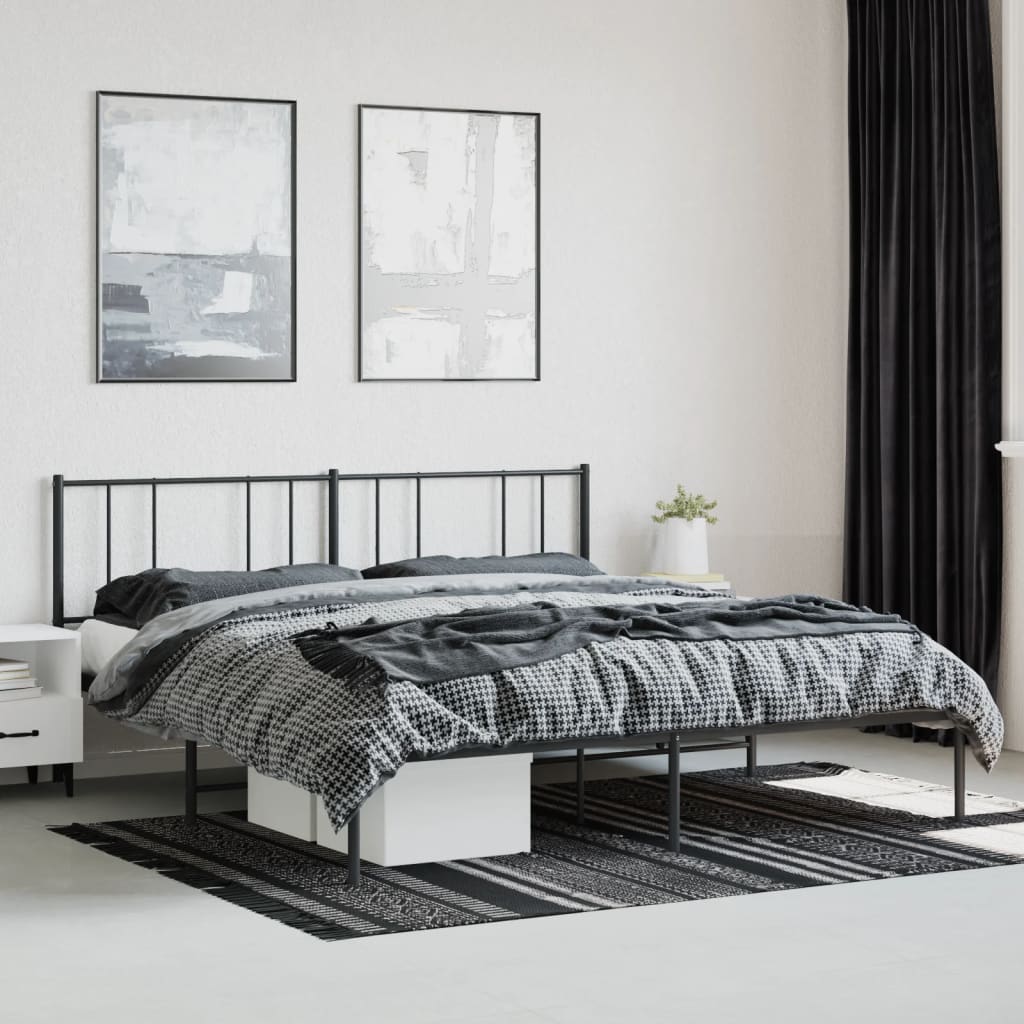 sengeramme med sengegavl 180x200 cm metal sort