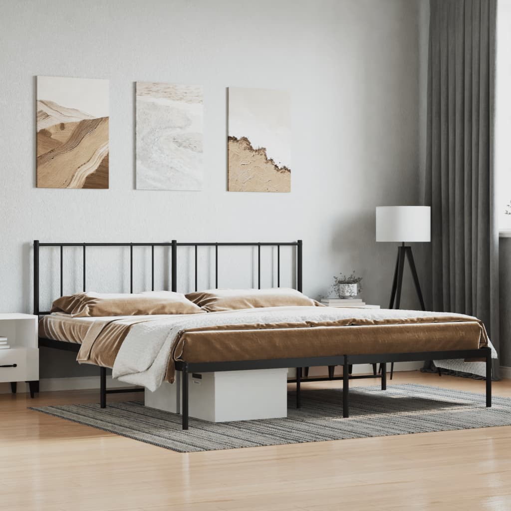 sengeramme med sengegavl 180x200 cm metal sort