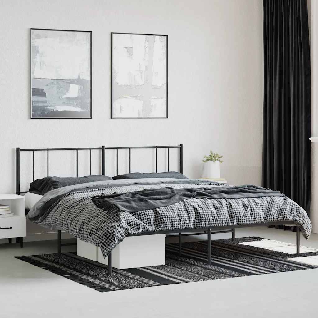 sengeramme med sengegavl 200x200 cm metal sort
