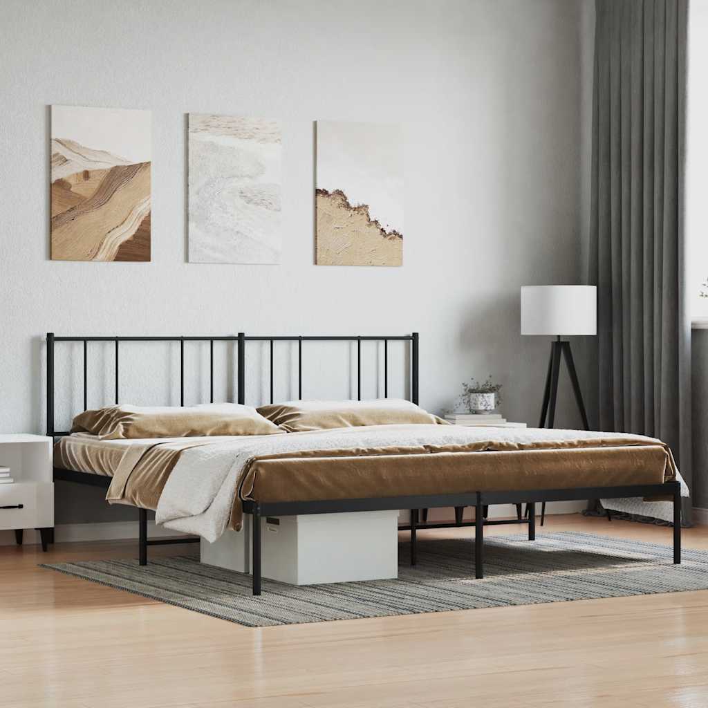 sengeramme med sengegavl 200x200 cm metal sort