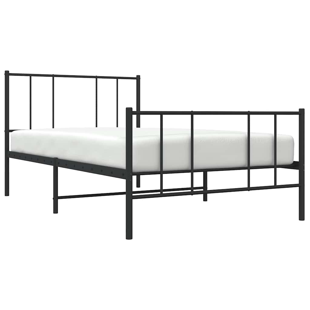 sengeramme med sengegavl og fodgærde 90x190 cm metal sort