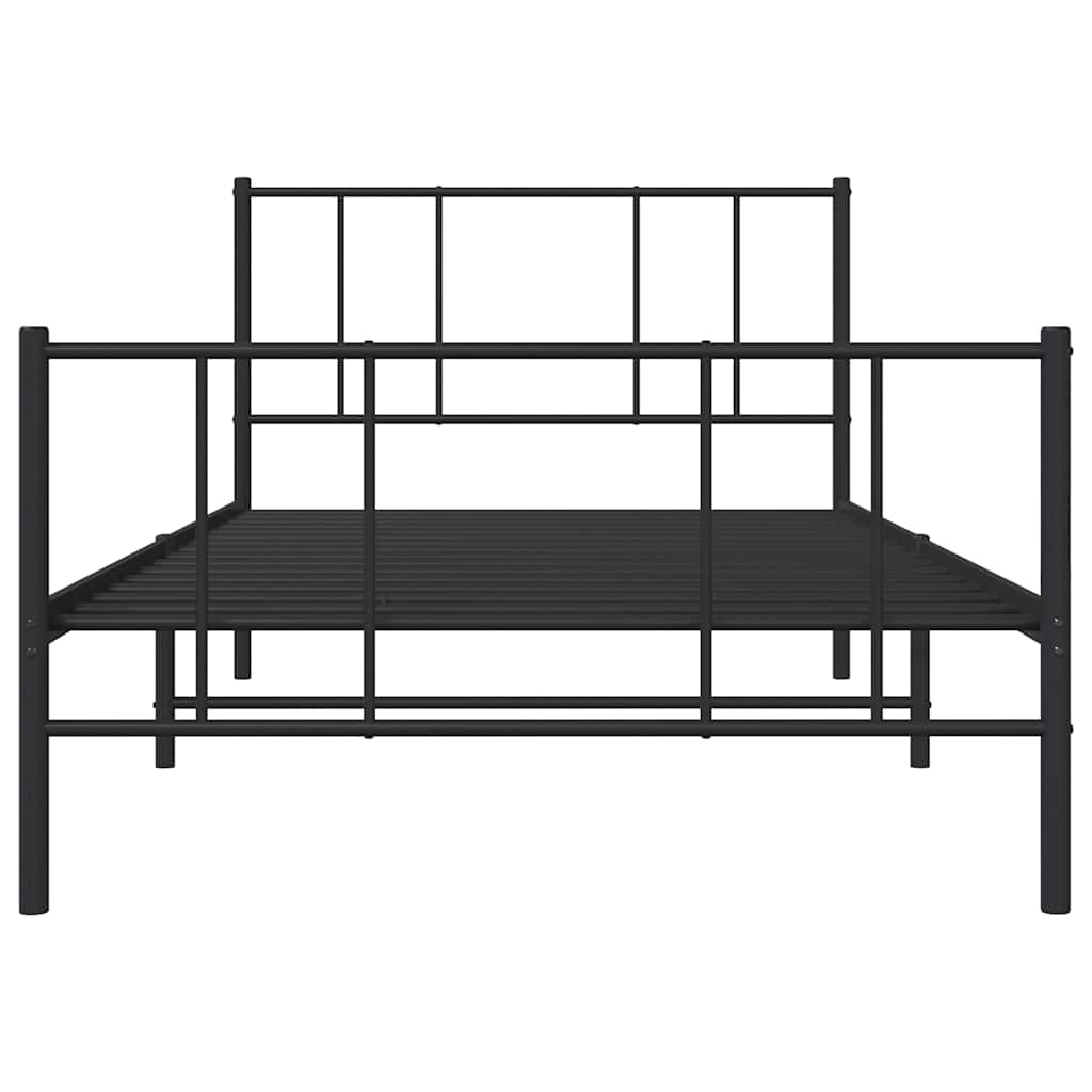 sengeramme med sengegavl og fodgærde 90x190 cm metal sort