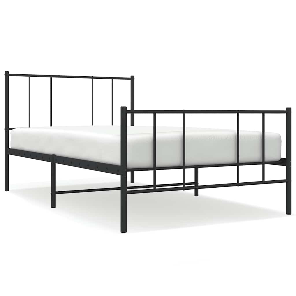 sengeramme med sengegavl og fodgærde 100x190 cm metal sort
