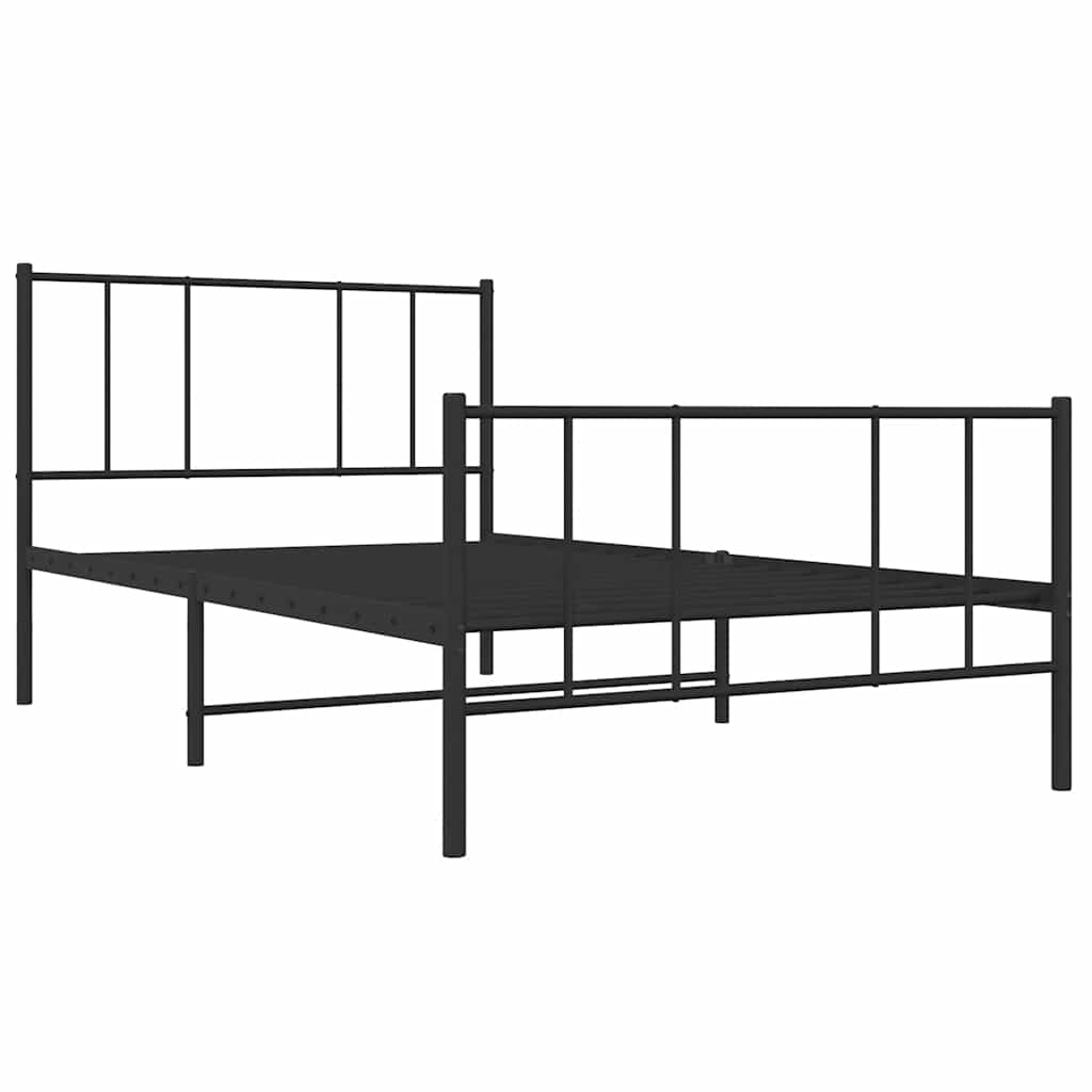 sengeramme med sengegavl og fodgærde 100x190 cm metal sort