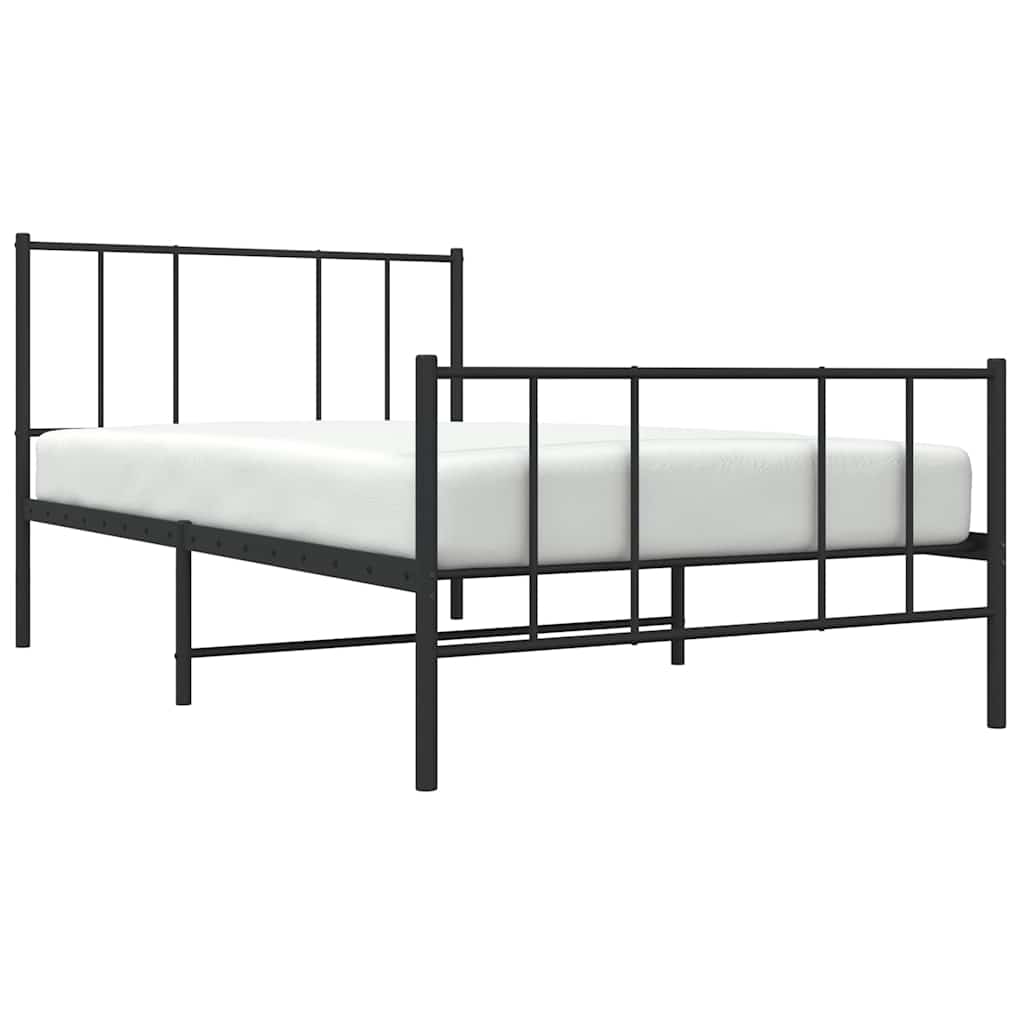 sengeramme med sengegavl og fodgærde 100x190 cm metal sort