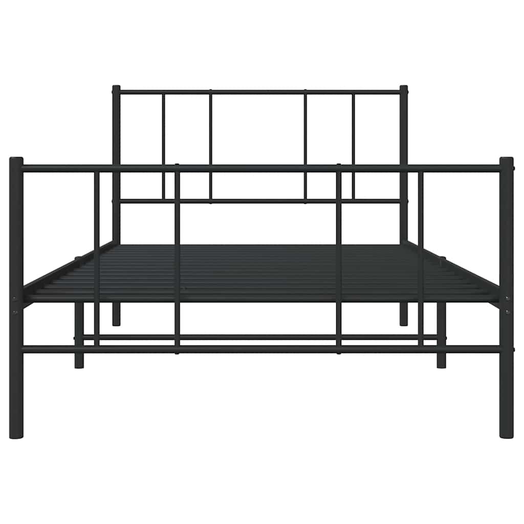 sengeramme med sengegavl og fodgærde 100x190 cm metal sort