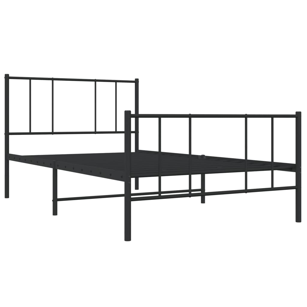sengeramme med sengegavl og fodgærde 100x200 cm metal sort