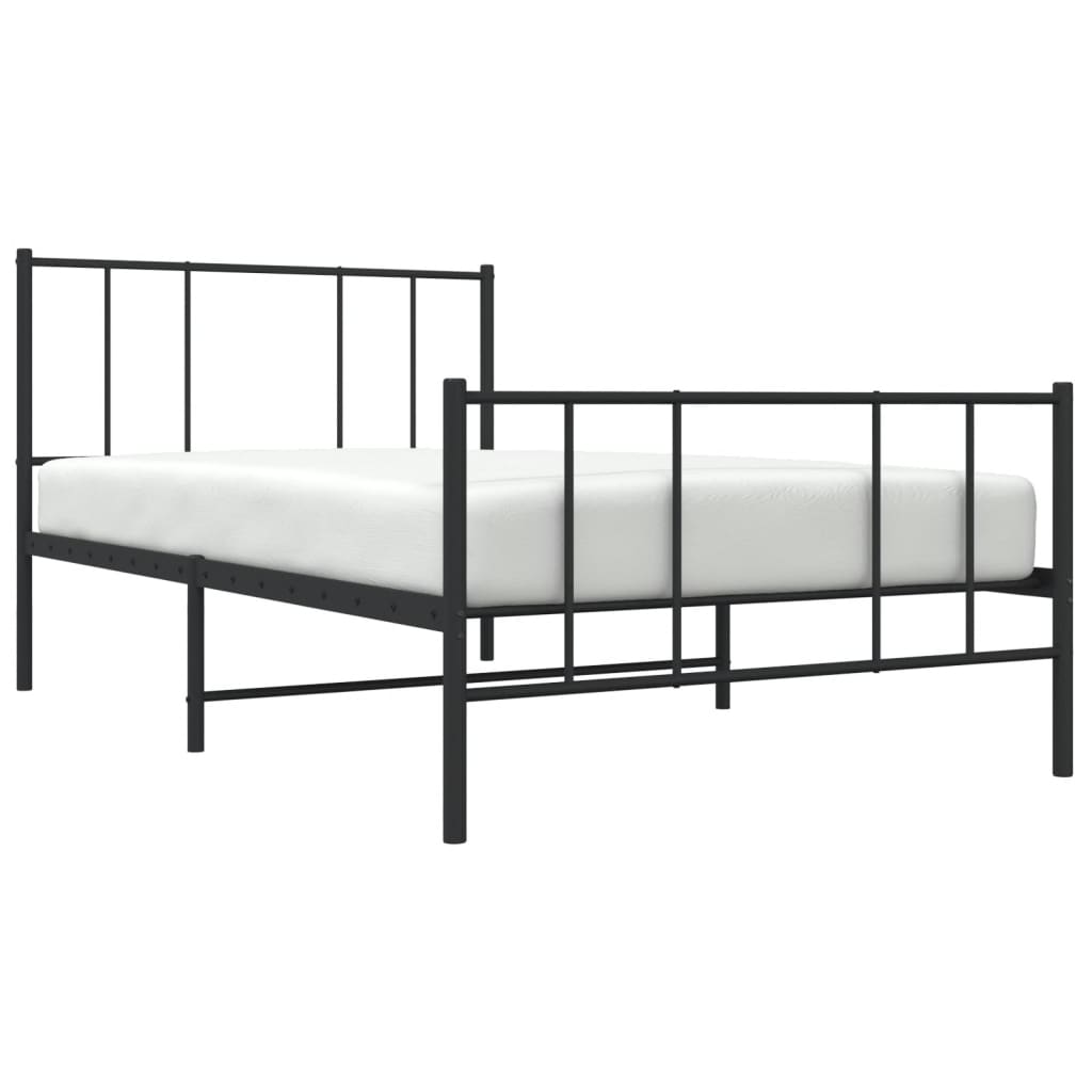 sengeramme med sengegavl og fodgærde 100x200 cm metal sort