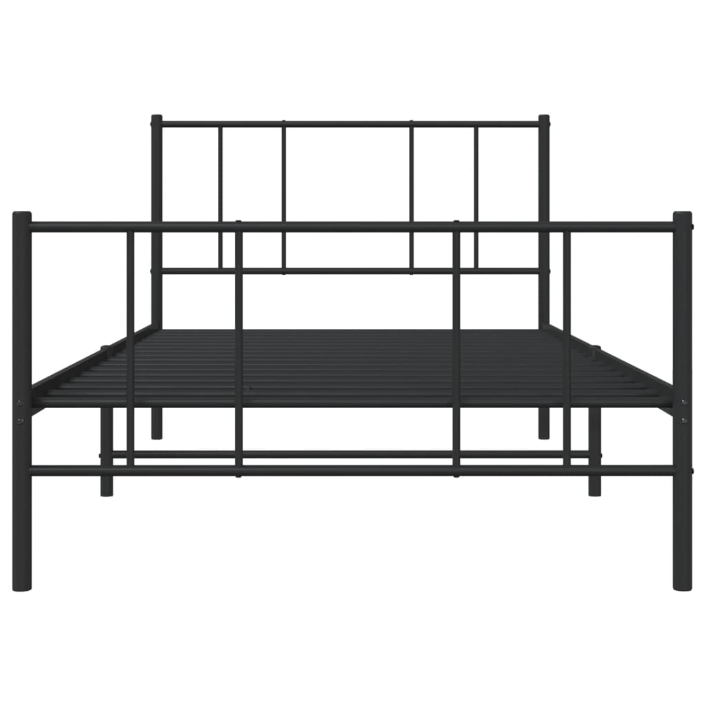 sengeramme med sengegavl og fodgærde 100x200 cm metal sort
