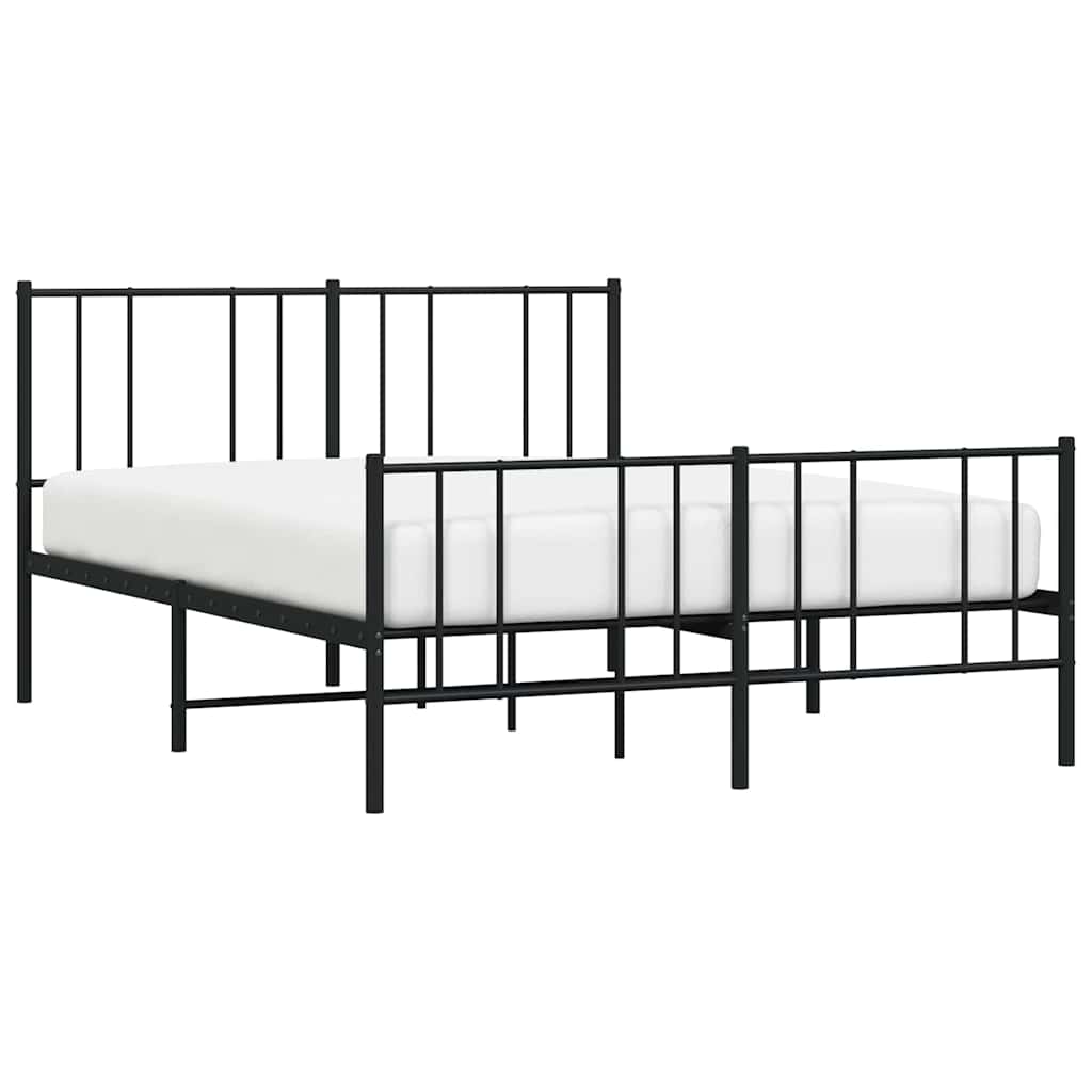 sengeramme med sengegavl og fodgærde 120x190 cm metal sort