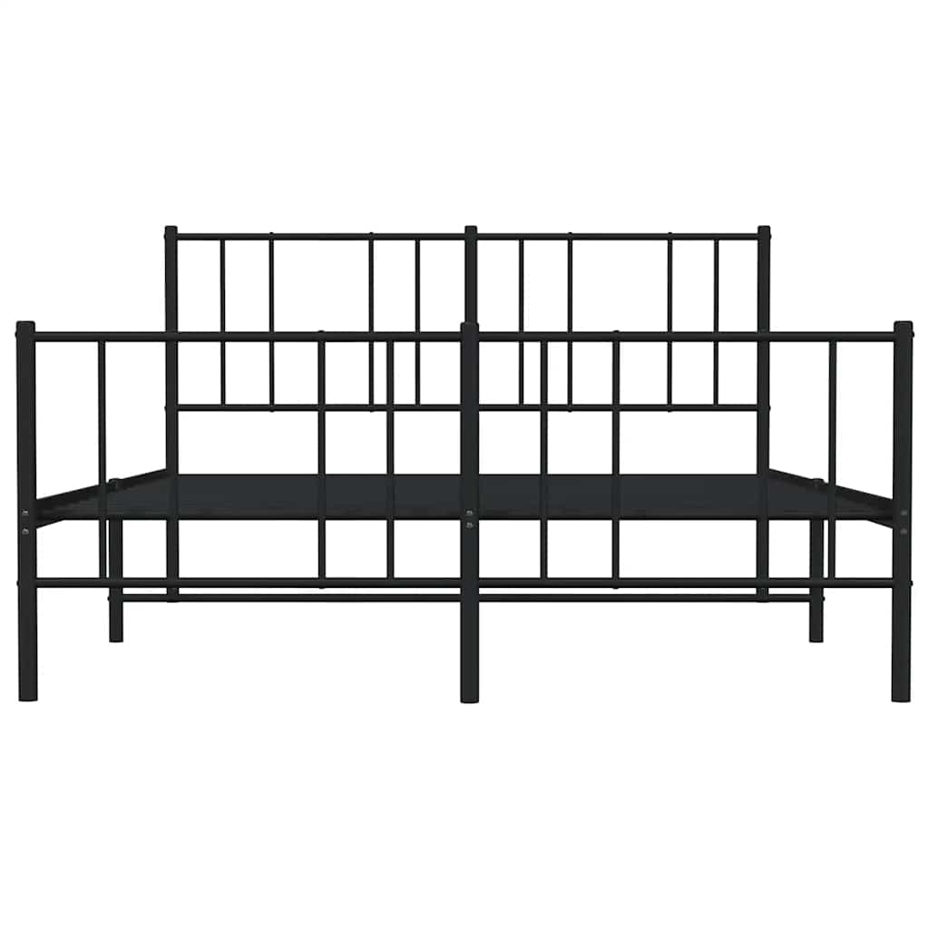 sengeramme med sengegavl og fodgærde 120x190 cm metal sort