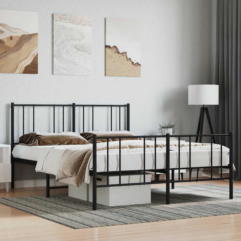sengeramme med sengegavl og fodgærde 120x190 cm metal sort