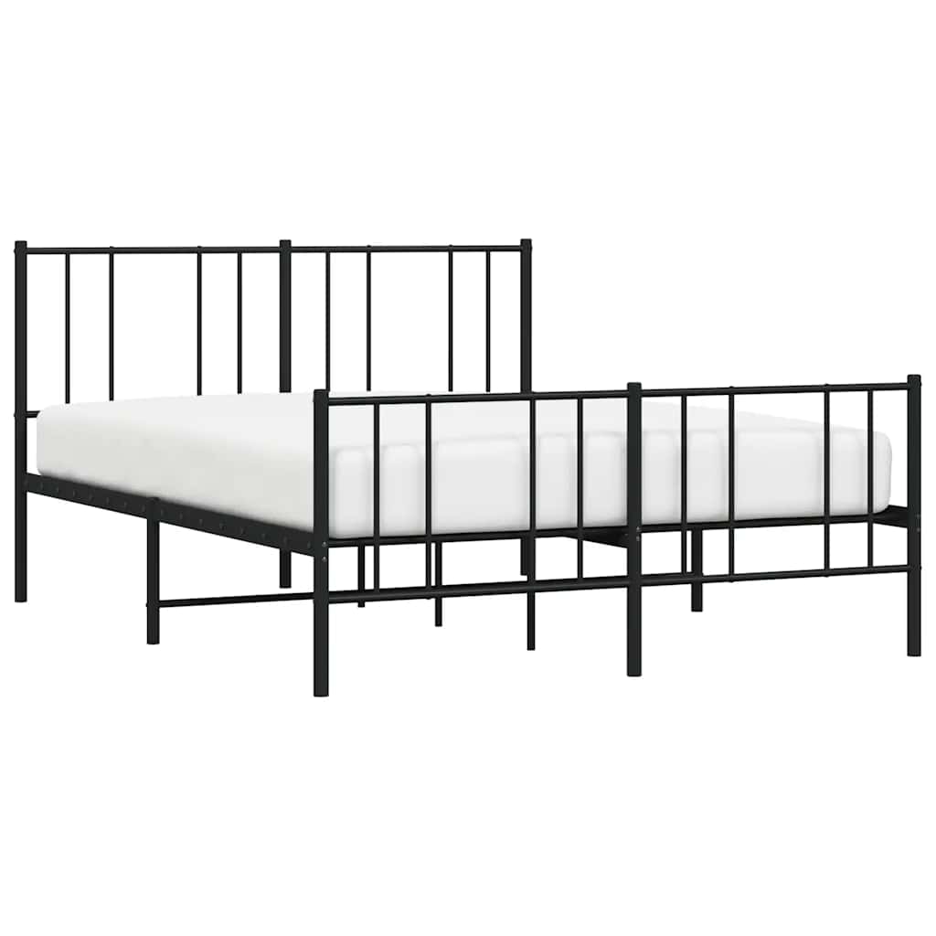 sengeramme med sengegavl og fodgærde 120x200 cm metal sort