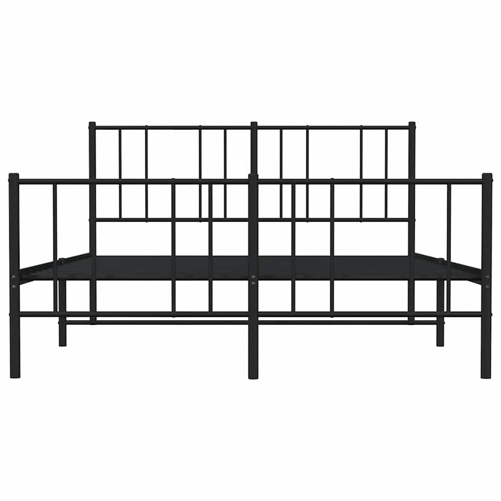 sengeramme med sengegavl og fodgærde 120x200 cm metal sort