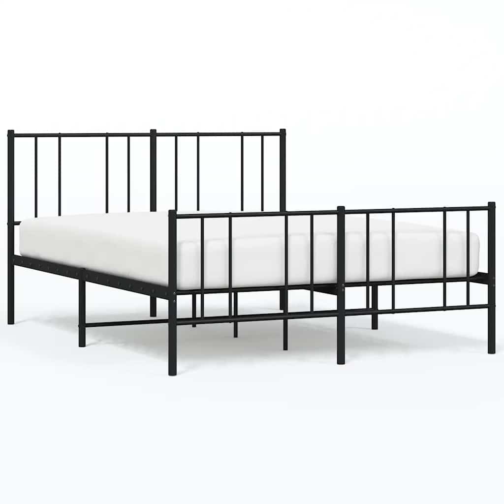sengeramme med sengegavl og fodgærde 140x190 cm metal sort
