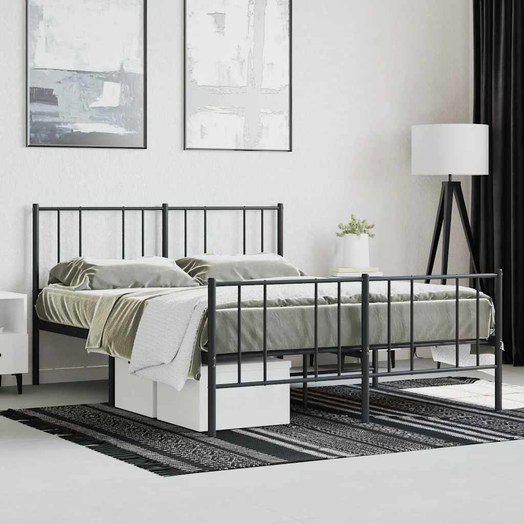 sengeramme uden madras med fodgærde 160x200 cm sort