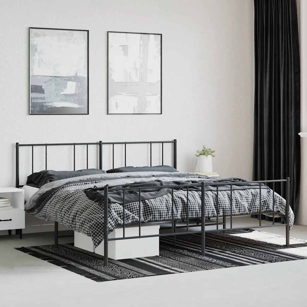 sengeramme uden madras med fodgærde 180x200 cm sort