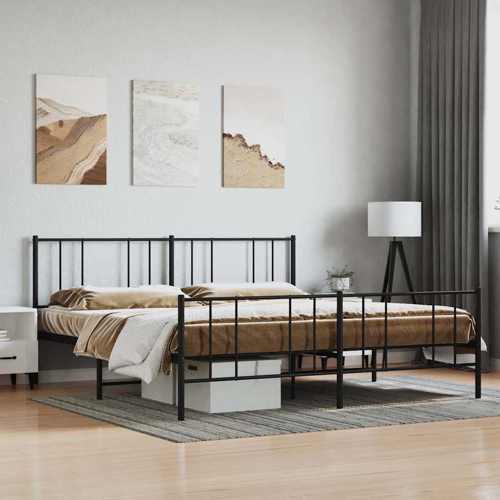sengeramme uden madras med fodgærde 180x200 cm sort