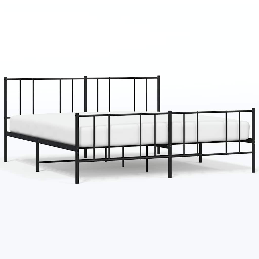 sengeramme med sengegavl og fodgærde 183x213 cm metal sort