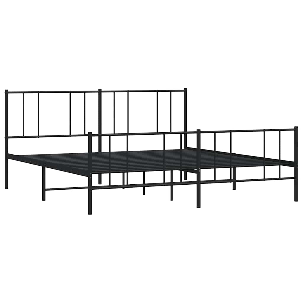 sengeramme med sengegavl og fodgærde 183x213 cm metal sort