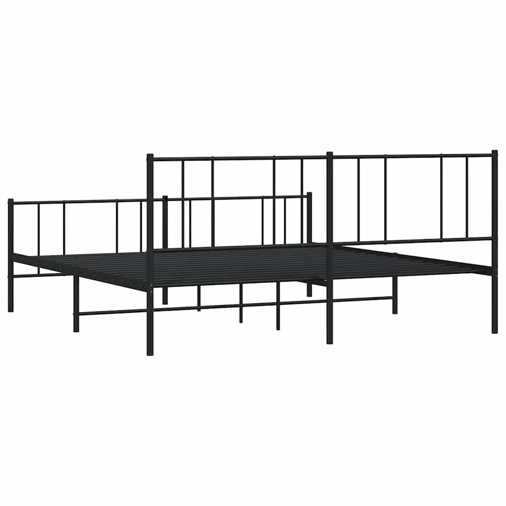 sengeramme med sengegavl og fodgærde 183x213 cm metal sort