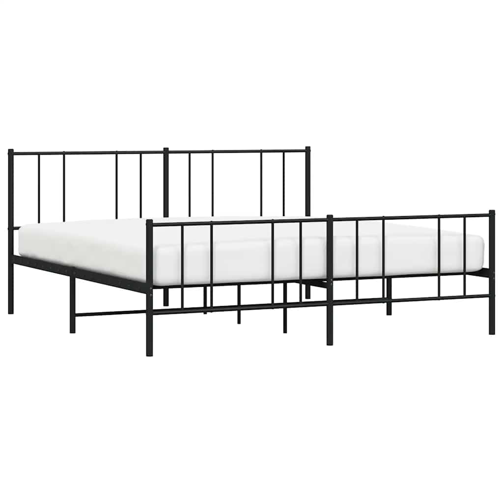sengeramme med sengegavl og fodgærde 193x203 cm metal sort