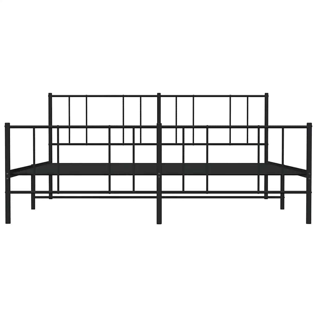 sengeramme med sengegavl og fodgærde 193x203 cm metal sort