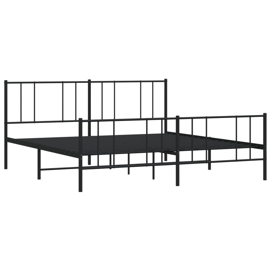 sengeramme med sengegavl og fodgærde 200x200 cm metal sort