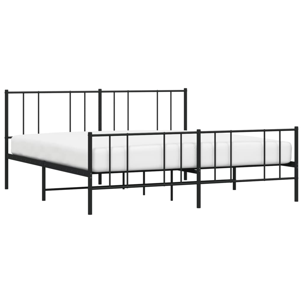 sengeramme med sengegavl og fodgærde 200x200 cm metal sort