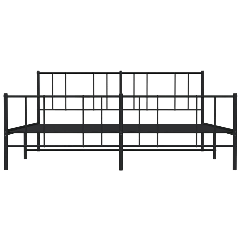 sengeramme med sengegavl og fodgærde 200x200 cm metal sort