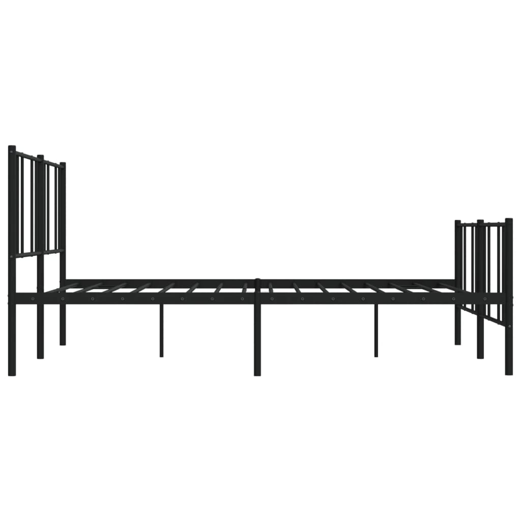 sengeramme med sengegavl og fodgærde 200x200 cm metal sort