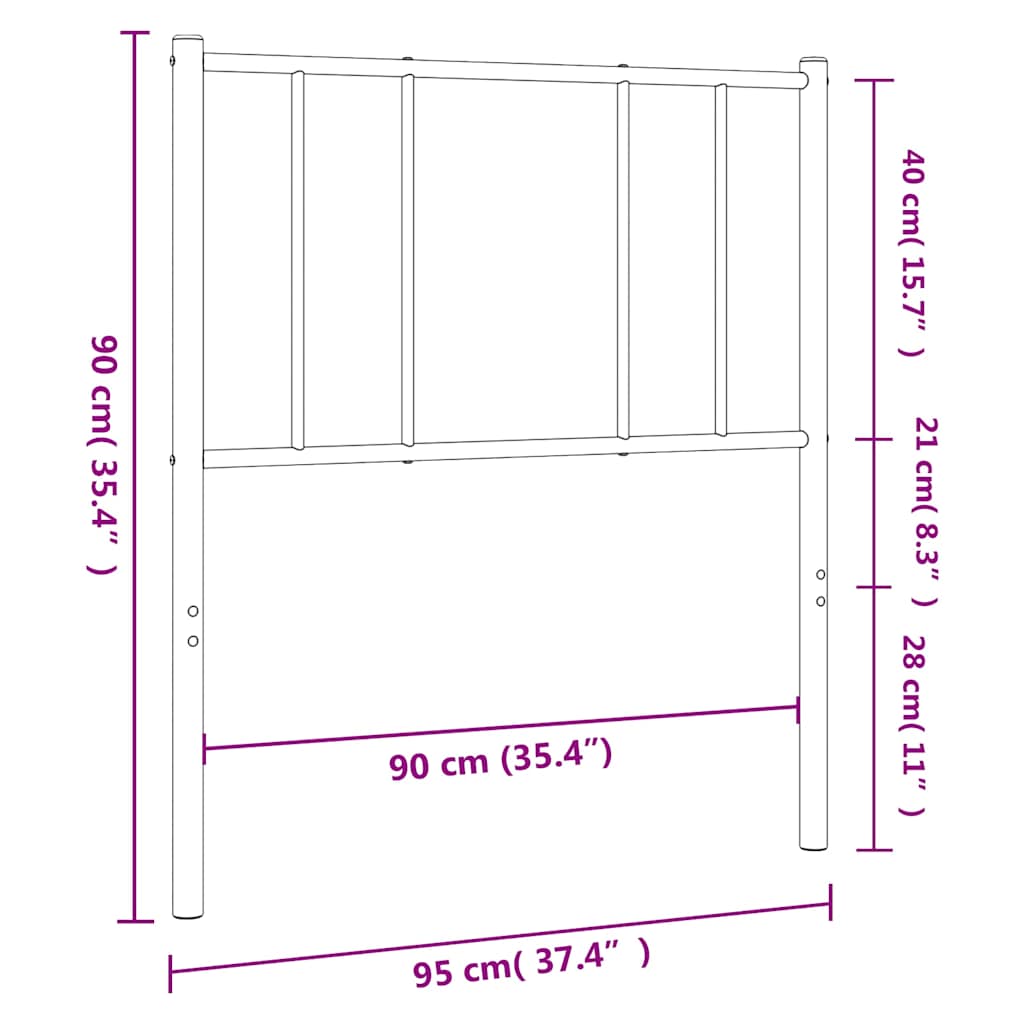 udskiftningsgavl 90 cm metal sort
