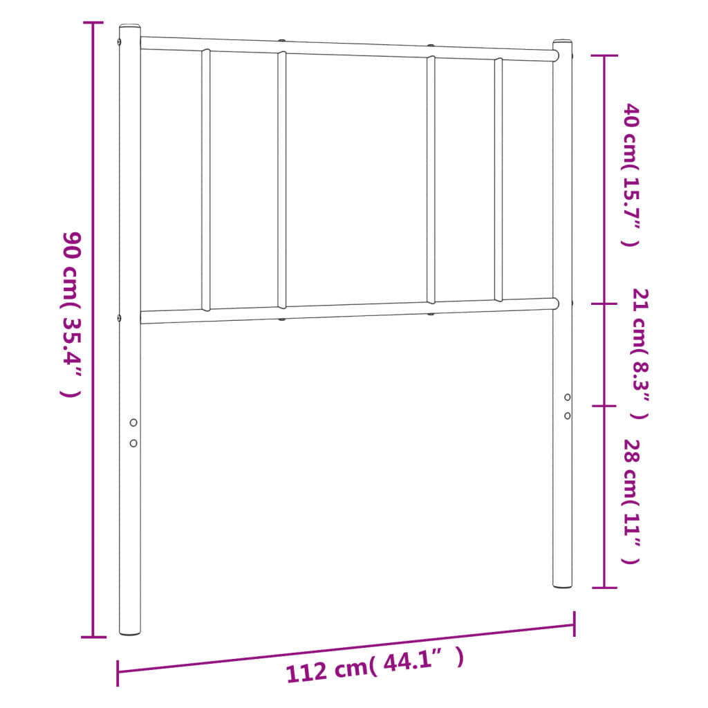 udskiftningsgavl 107 cm metal sort