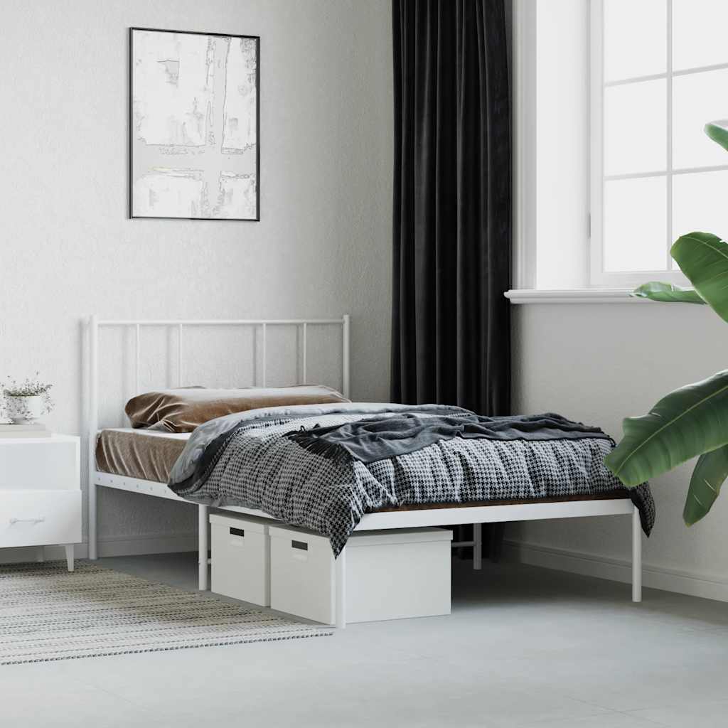 sengeramme med sengegavl 80x200 cm metal hvid