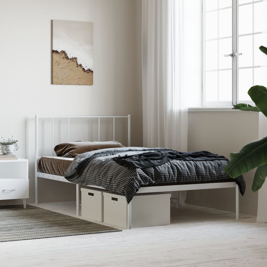 sengeramme med sengegavl 90x200 cm metal hvid