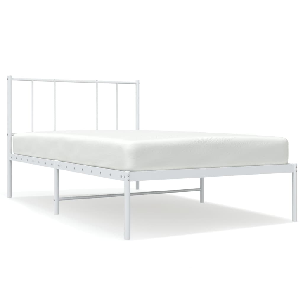 sengeramme med sengegavl 100x190 cm metal hvid