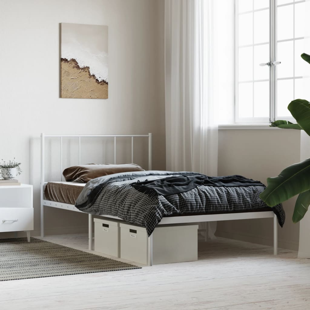 sengeramme med sengegavl 100x190 cm metal hvid