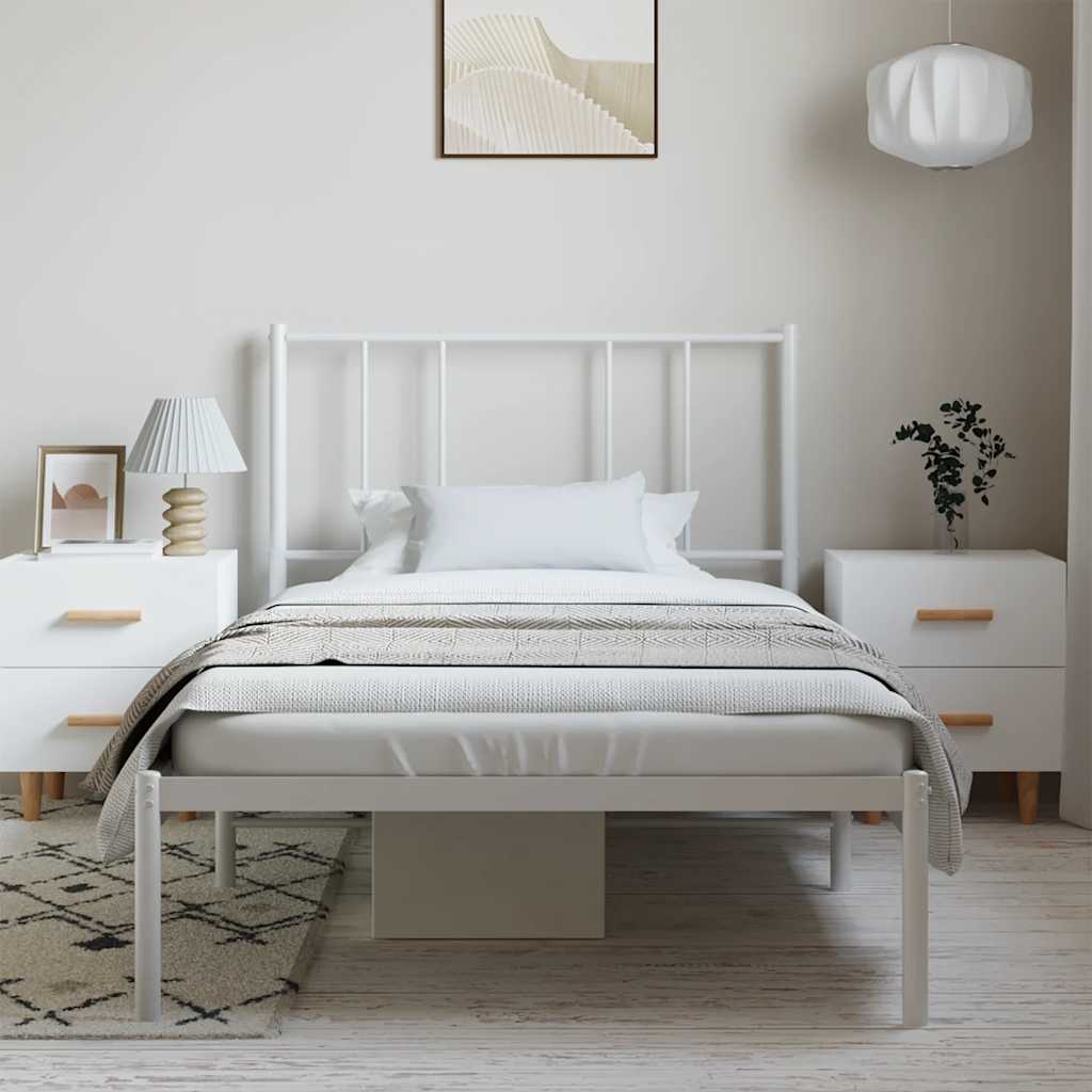 sengeramme med sengegavl 100x200 cm metal hvid