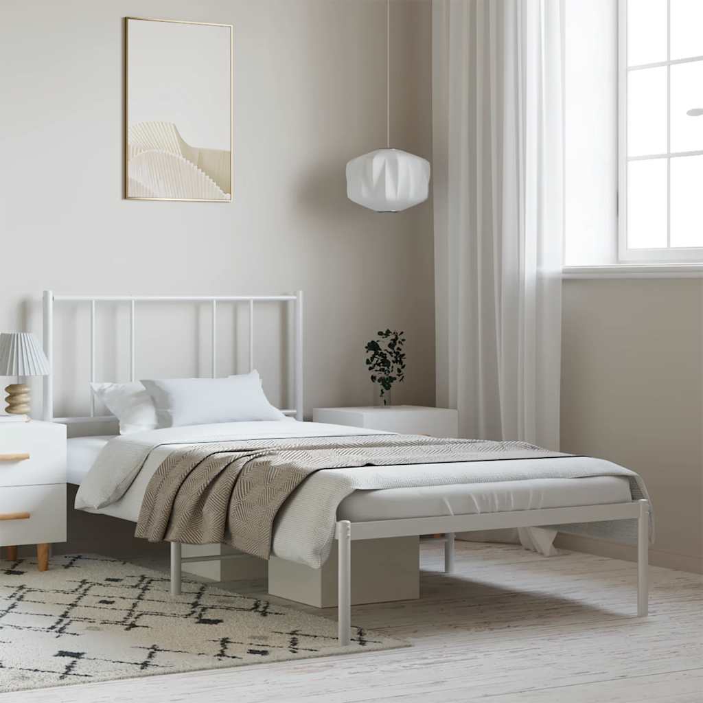 sengeramme med sengegavl 100x200 cm metal hvid