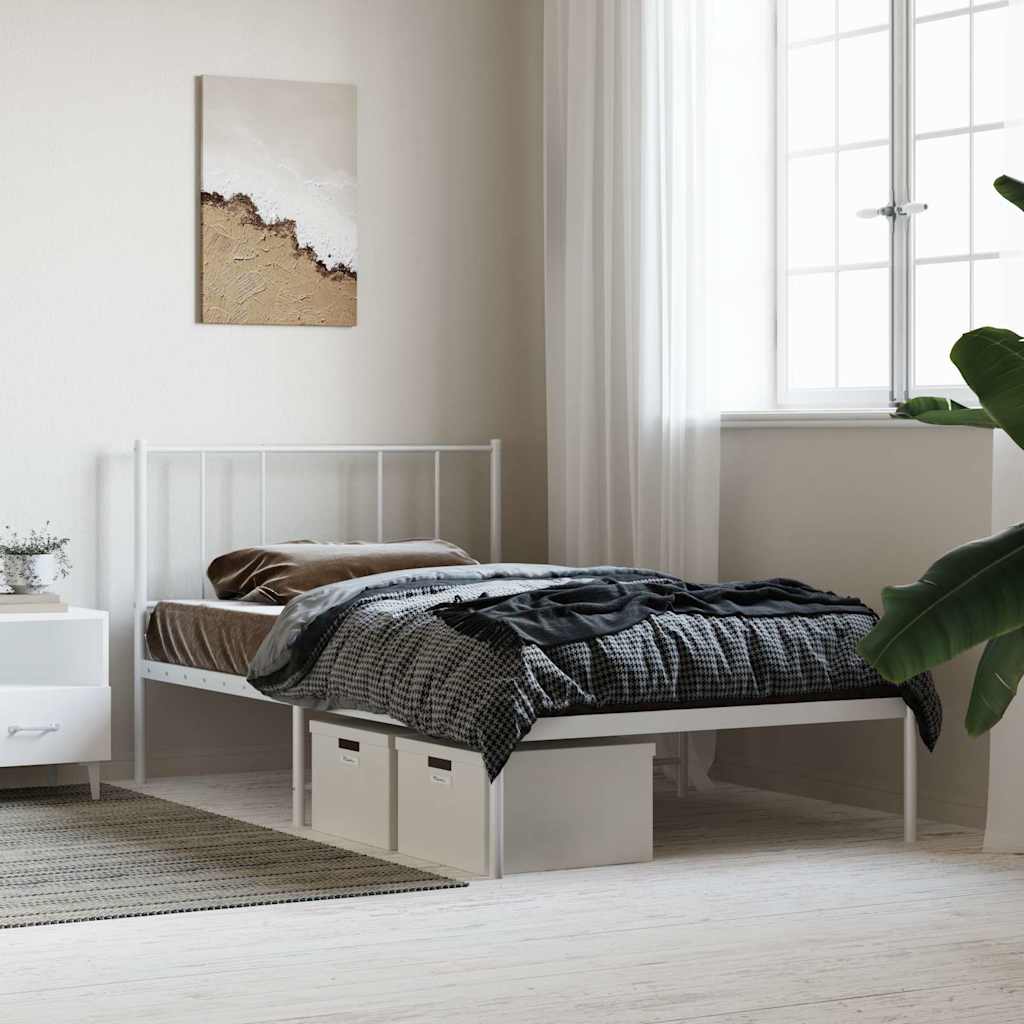 sengeramme med sengegavl 107x203 cm metal hvid