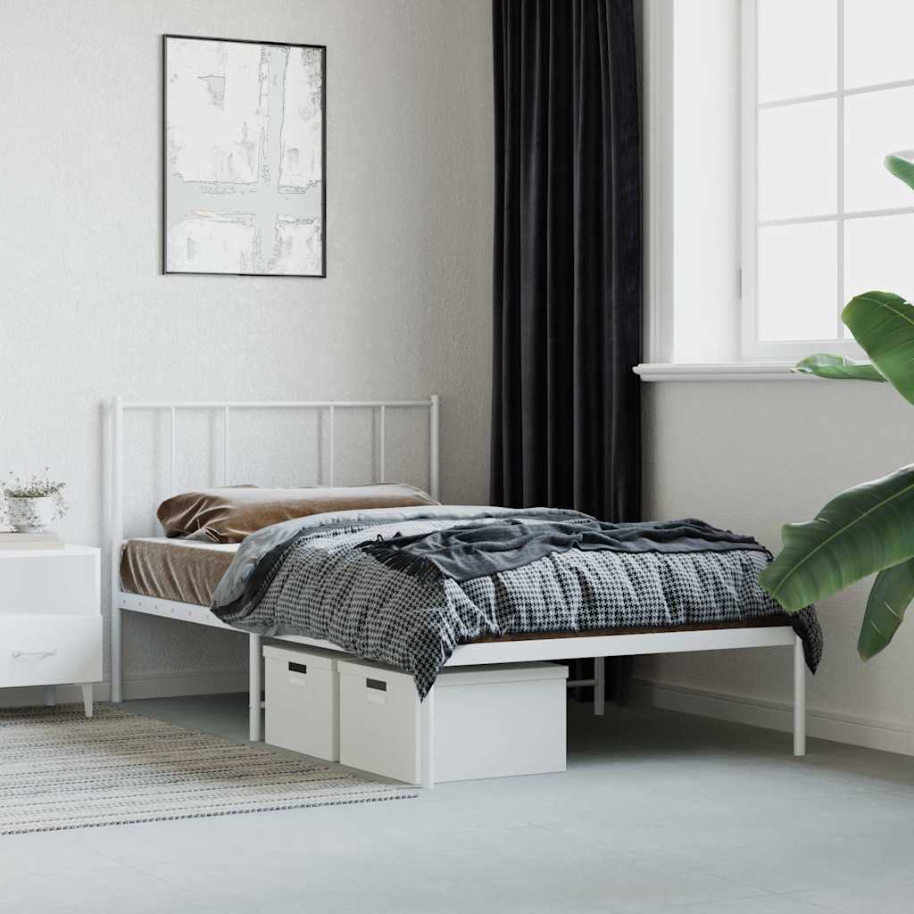 sengeramme med sengegavl 107x203 cm metal hvid