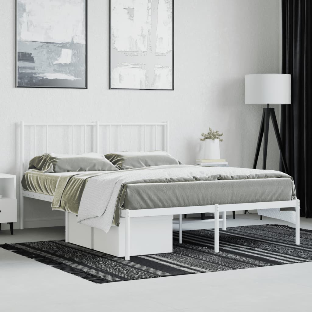 sengeramme med sengegavl 140x190 cm metal hvid