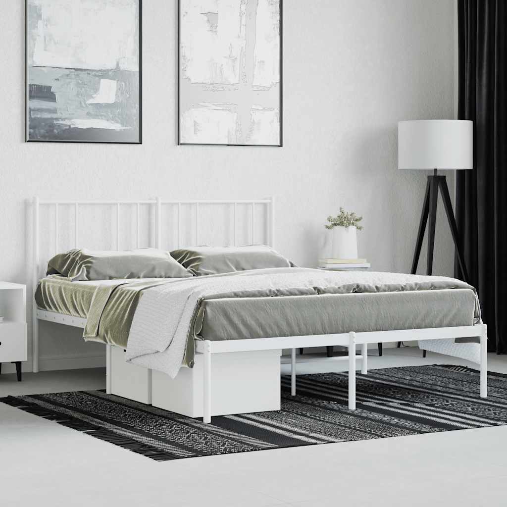 sengeramme med sengegavl 140x200 cm metal hvid