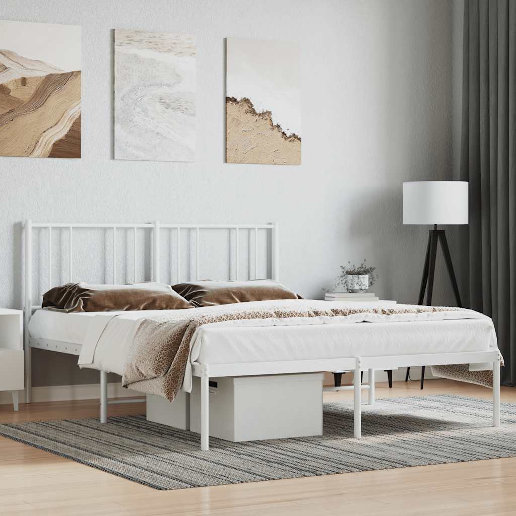 sengeramme med sengegavl 140x200 cm metal hvid