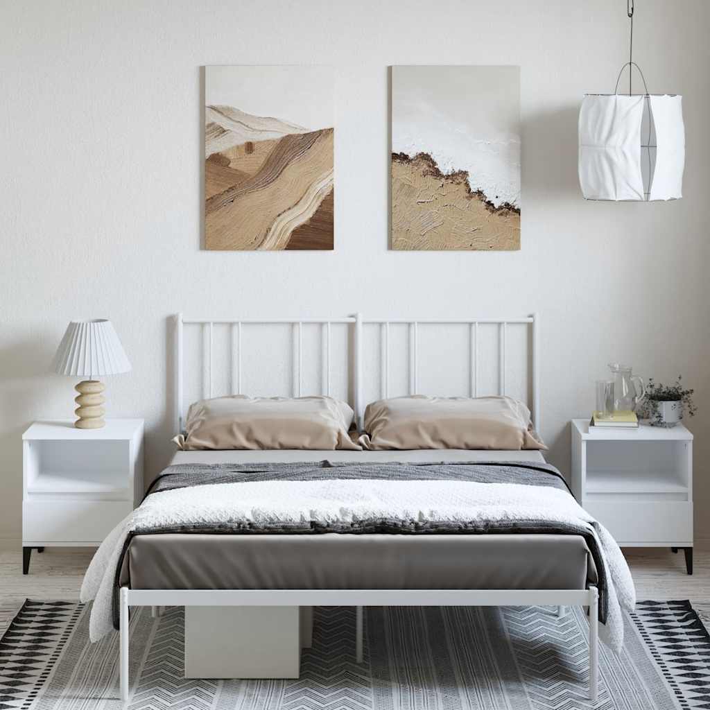 sengeramme med sengegavl 150x200 cm metal hvid